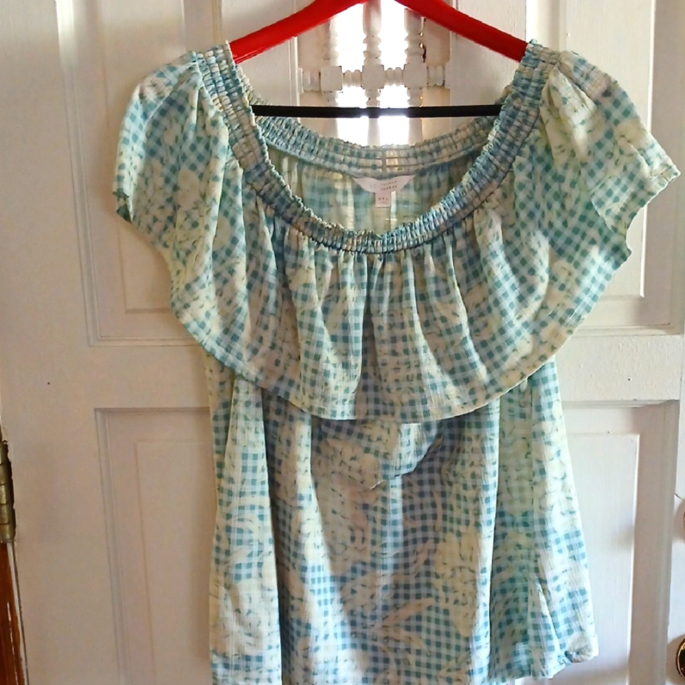 LD LAUREN CONRAD Blue and White Checkered Women's Top